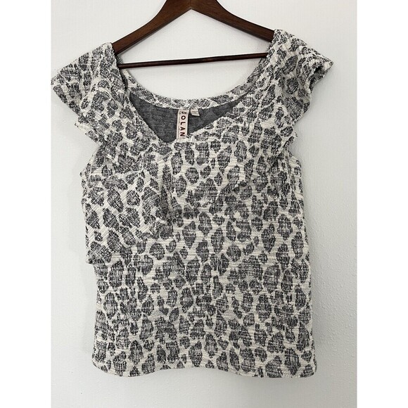 Dolan Anthropologie NWT $88 Animal Leopard Print Tapestry Assym Top Medium M USA - Picture 1 of 5